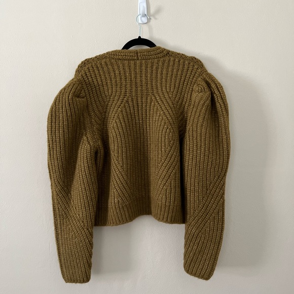 NWT ULLA JOHNSON Greta Wool Knit Cardigan Olive Large - Picture 3 of 16